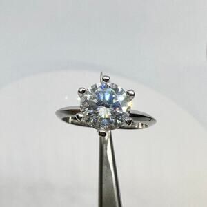 Moissanite Diamond Engagement Ring 2 Ct Round Cut 6 Prong 18K GRA Size 8